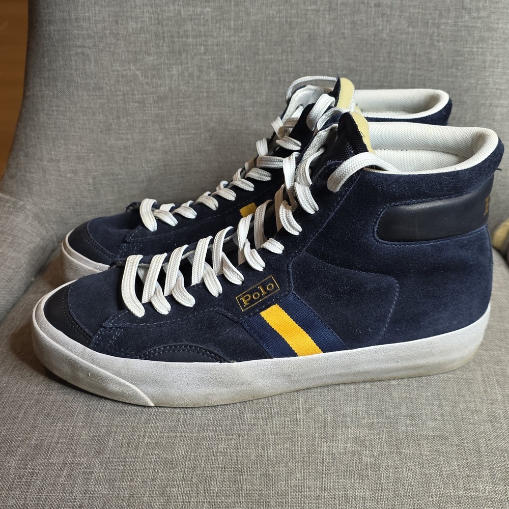 Polo Ralph Lauren‎ Suede Sneakers Gervin Mid Top 9.5 Navy Color Block